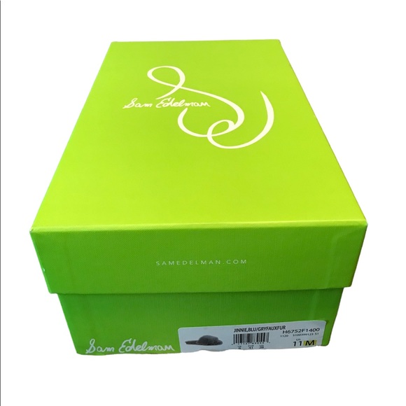 NWT Sam Edelman size 11 blue grey faux fur slipper/slide - Picture 11 of 11